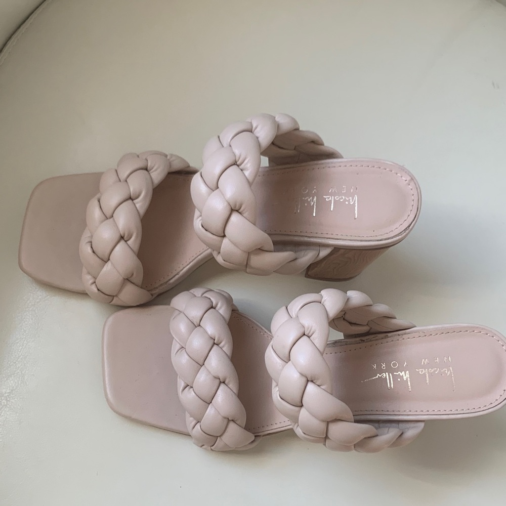 Nicole Miller Women's Cream Braided Sandals